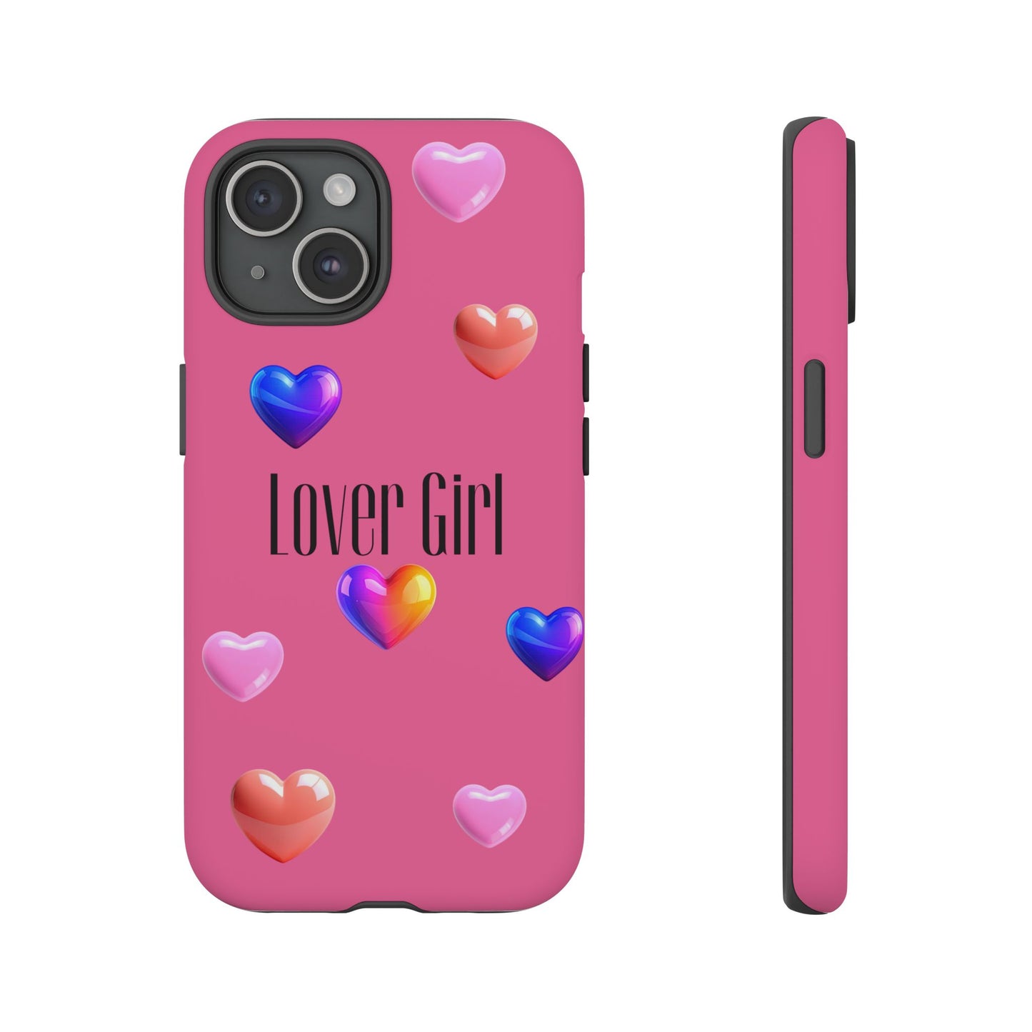 Lover Girl graphic Tough Cases | Phone Case, Pink, Blue, Peach Metallic Hearts