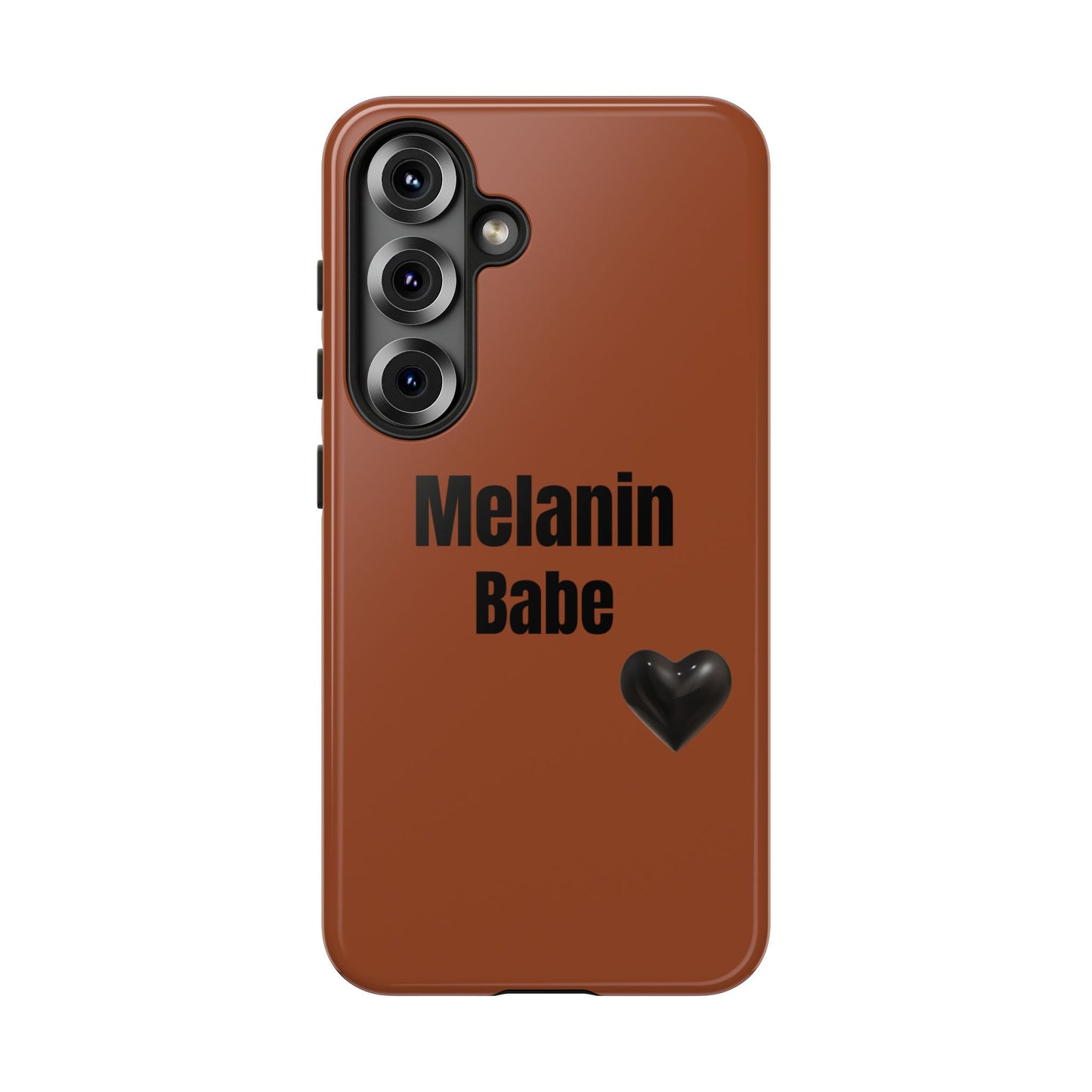Melanin Babe Phone Case | Tough Case, Brown Background with Black Heart