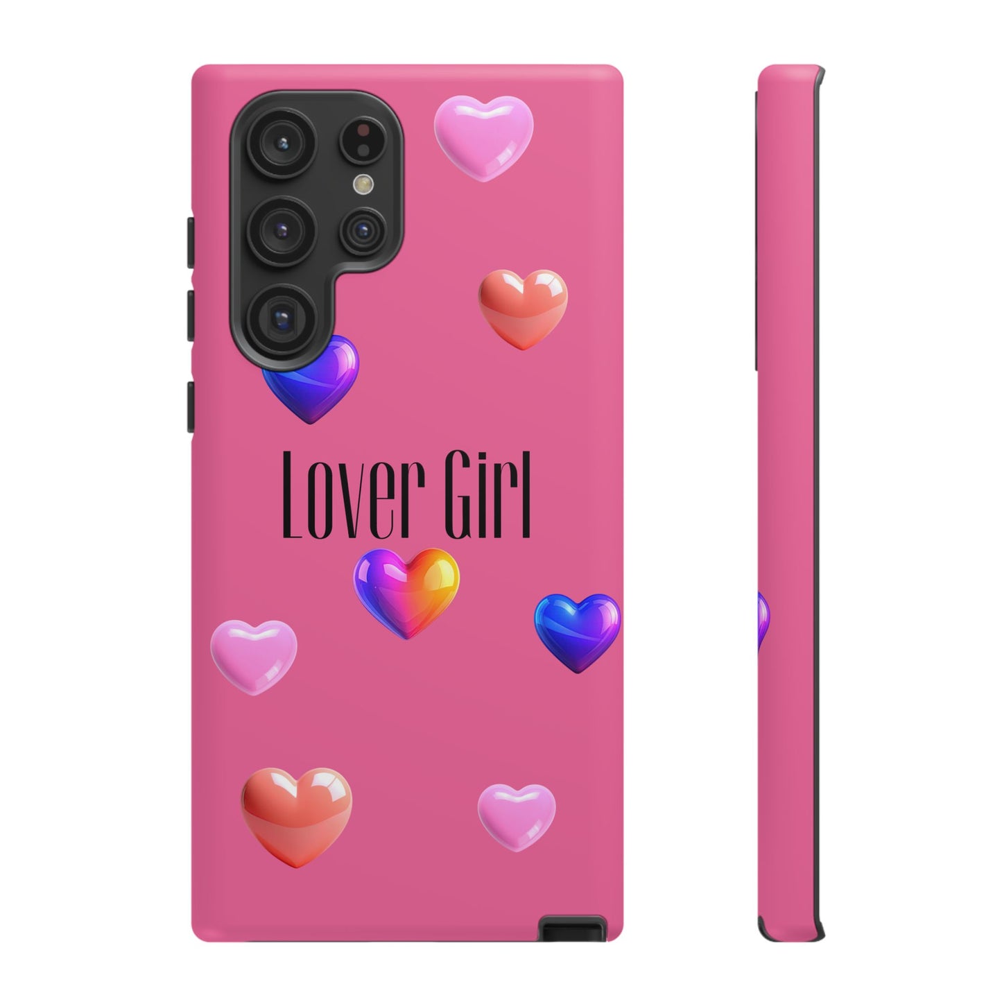 Lover Girl graphic Tough Cases | Phone Case, Pink, Blue, Peach Metallic Hearts
