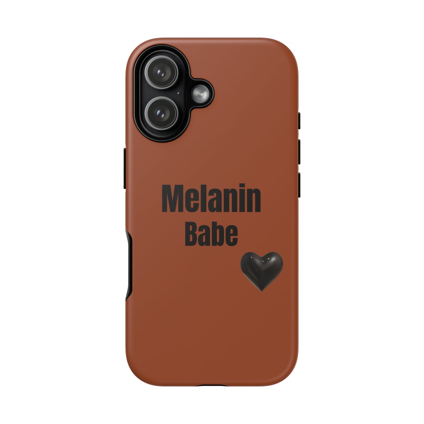 Melanin Babe Phone Case | Tough Case, Brown Background with Black Heart