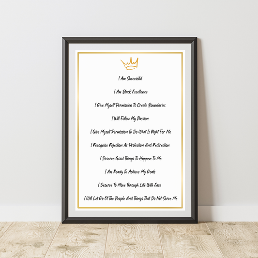 Affirmation print - Black Excellence gold crown