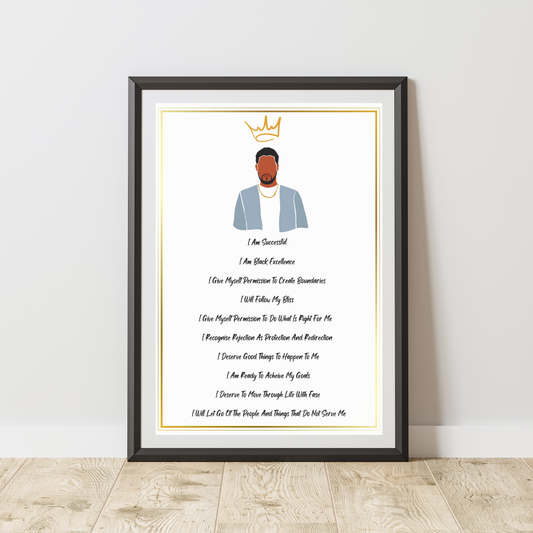 Affirmations print - Black excellence (with image)