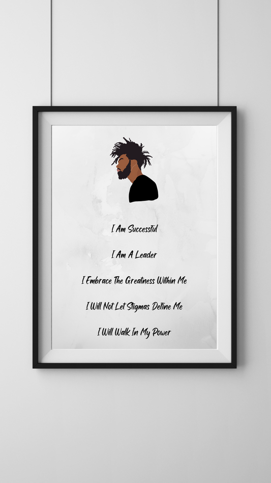 Affirmations print - Greyscale (with image)