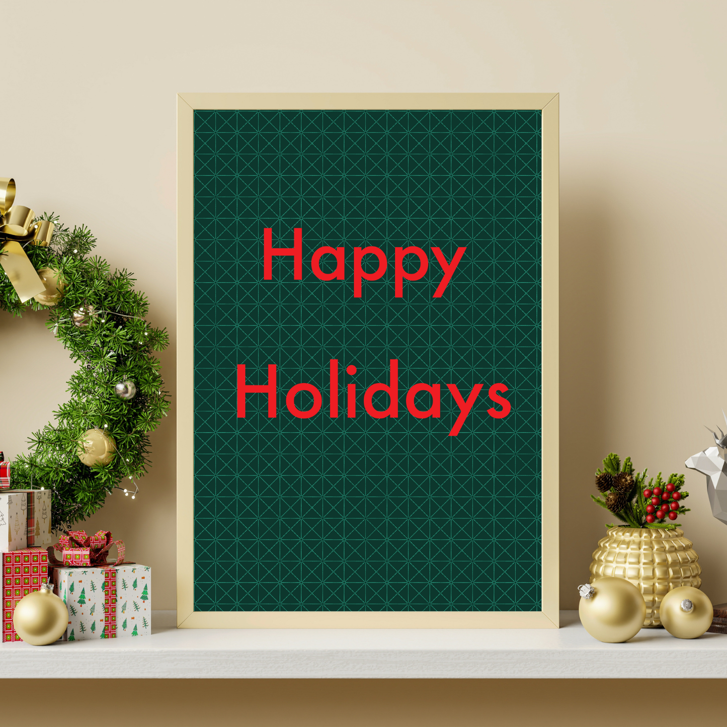 Happy Holidays Geometric Wall Print