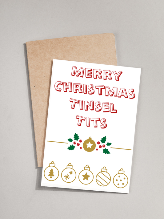 Christmas Card - Merry Christmas Tinsel Tits