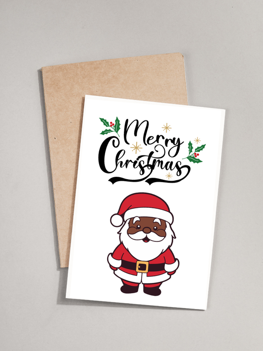 Christmas Card - Merry Christmas (Black Santa)