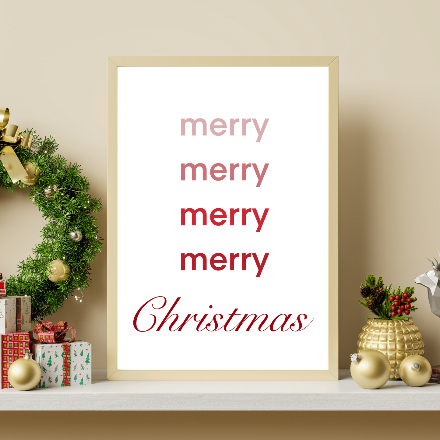 Merry Merry Merry Merry Christmas Wall Print