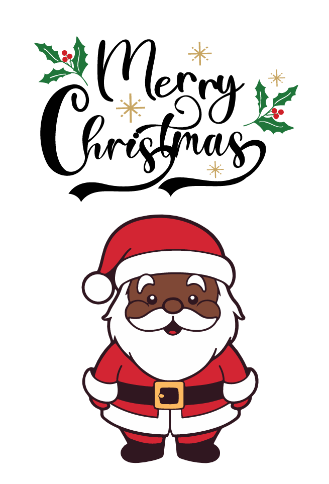 Christmas Card - Merry Christmas (Black Santa)