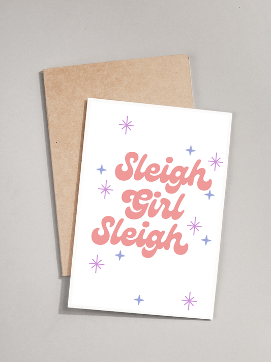 Christmas Card - Sleigh Girl Sleigh