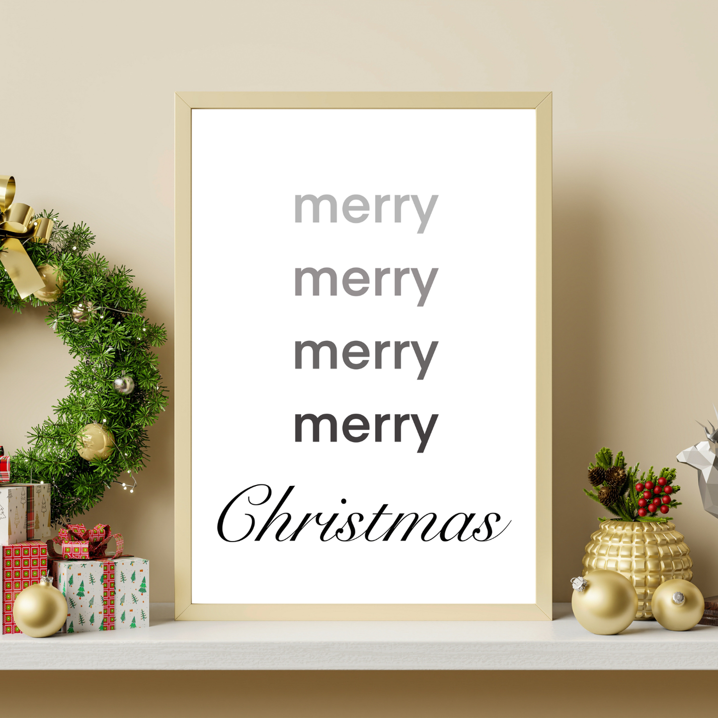 Merry Merry Merry Merry Christmas Wall Print