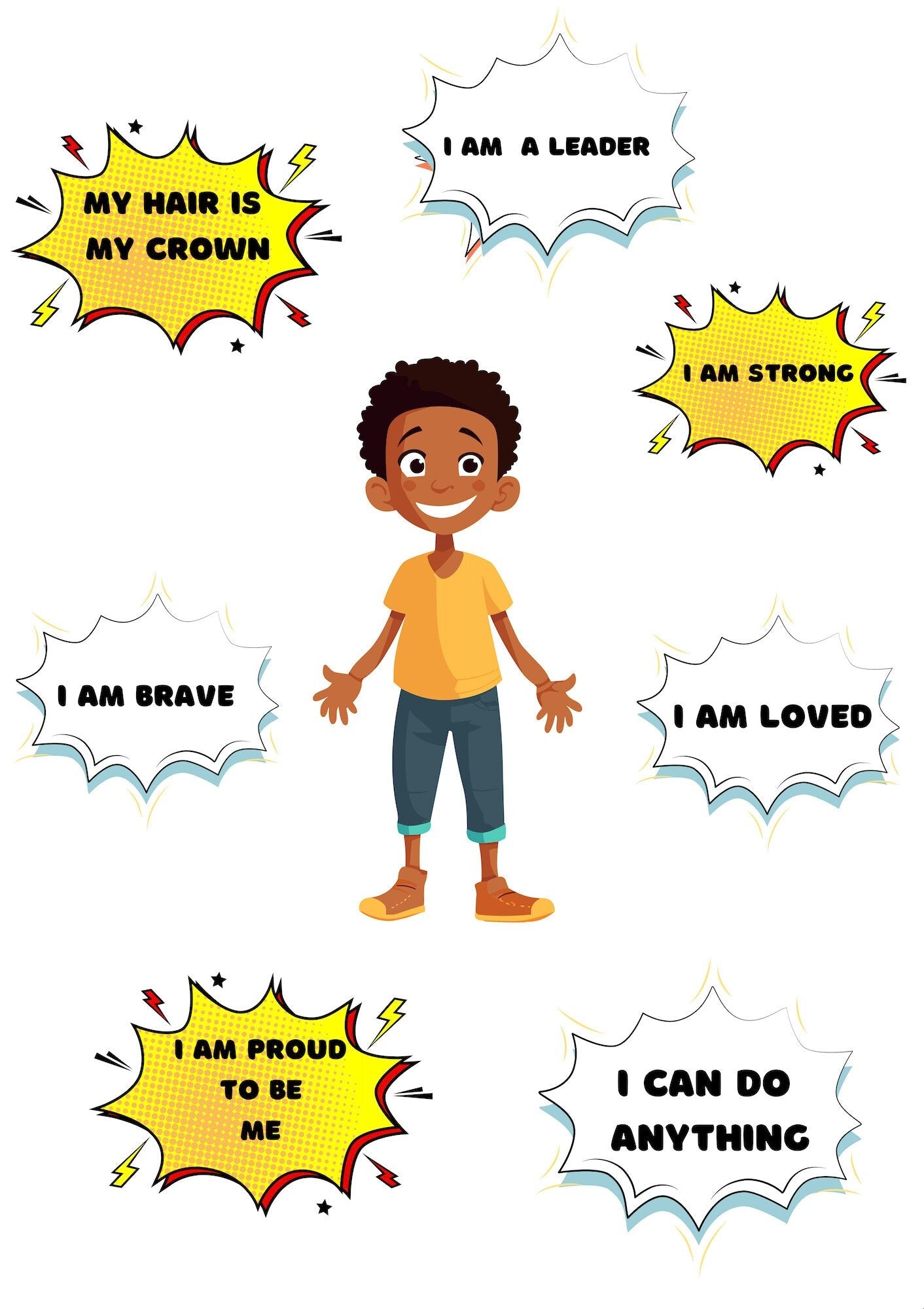 Affirmations Print - Comic book style
